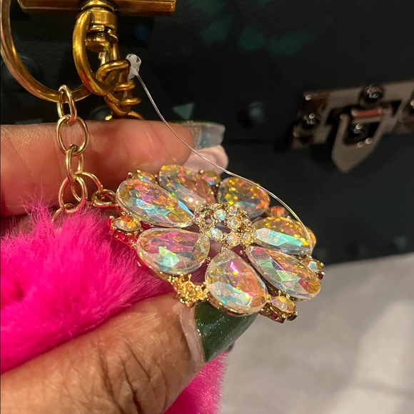 Steve Madden Pink Bear / Pom Pom Bling Bag Charm NWT - Picture 10 of 15